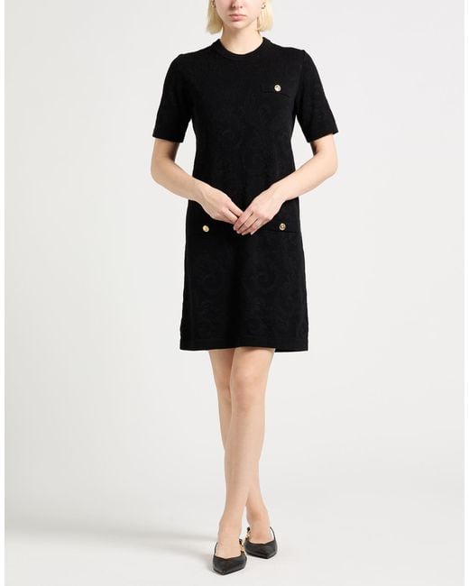 Versace Black Mini Dress Viscose, Cotton, Polyester