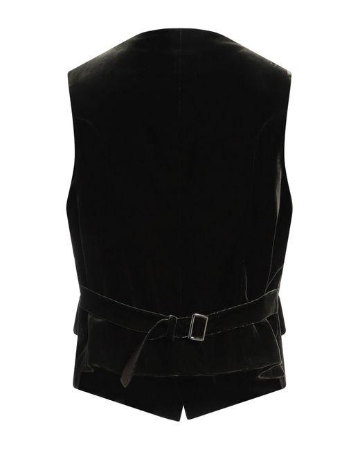 Giorgio Armani Black Tailored Vest Viscose, Cupro, Elastane for men