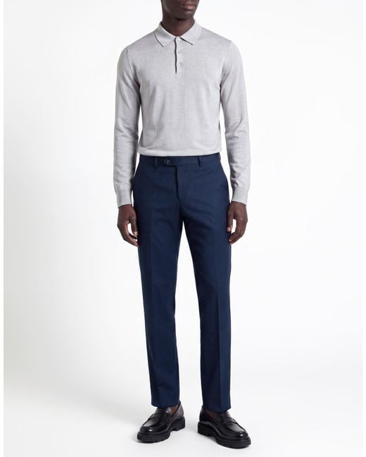 Manuel Ritz Blue Pants Virgin Wool, Elastane for men