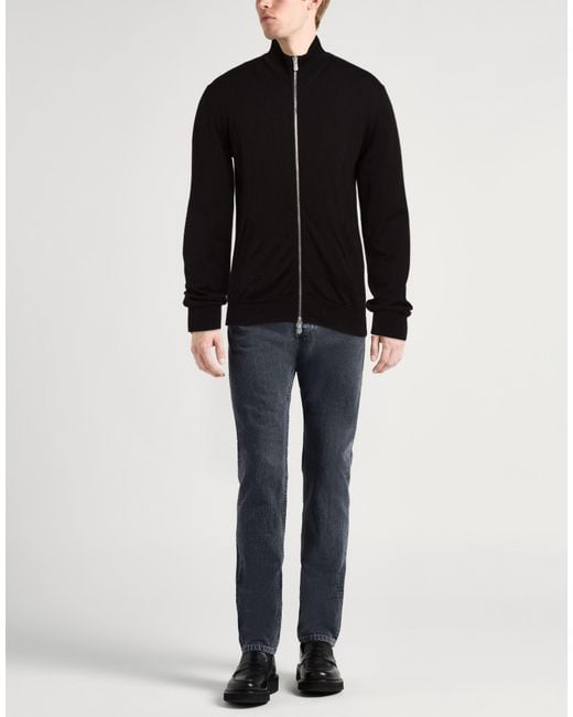 Fedeli Black Cardigan Virgin Wool for men