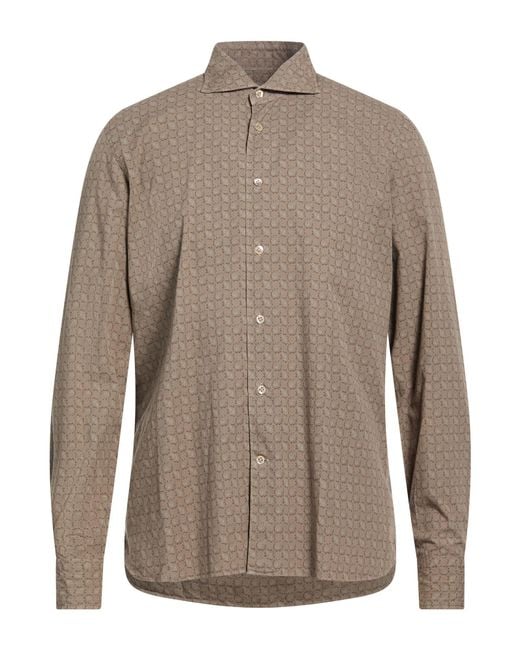 Borriello Brown Khaki Shirt Cotton for men