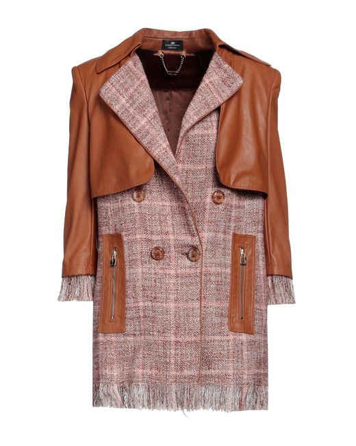 Elisabetta Franchi Brown Overcoat & Trench Coat