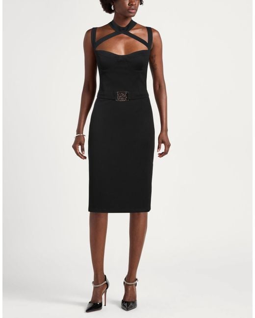 Gaelle Paris Black Midi Dress Viscose, Polyamide, Elastane