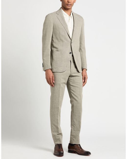 Lardini Gray Suit Wool, Linen for men