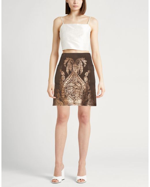 Etro Brown Mini Skirt Wool, Cashmere