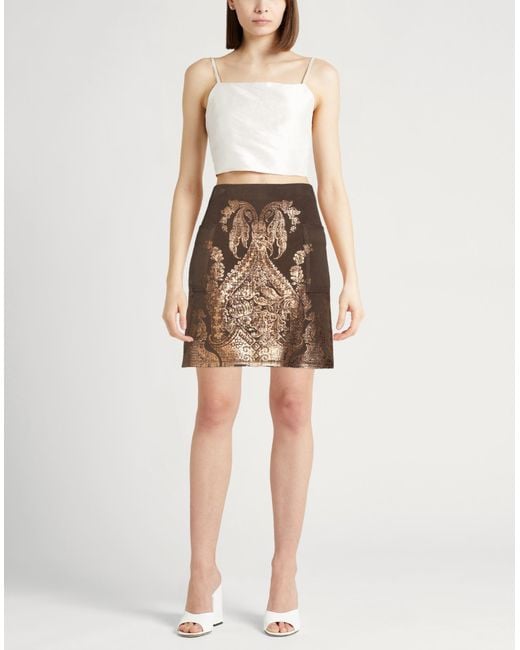 Etro Brown Mini Skirt Wool, Cashmere