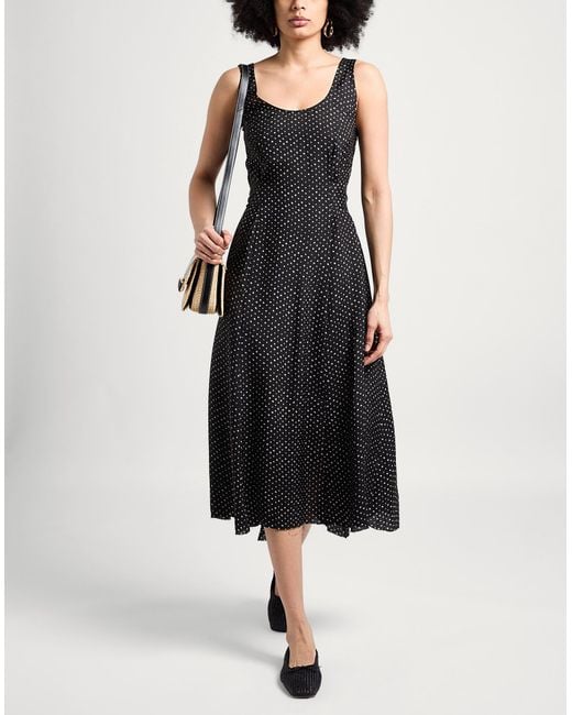 Masnada Black Midi Dress Linen, Viscose