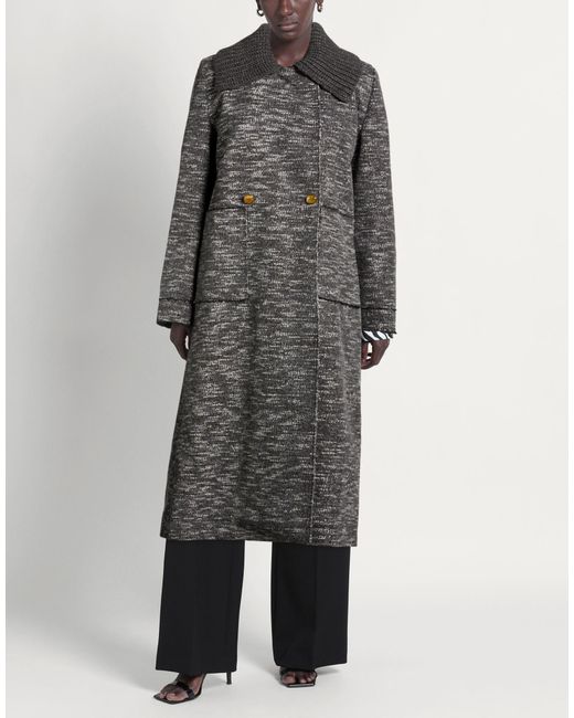 Antonia Zander Gray Coat Wool, Cotton, Polyamide, Polyester