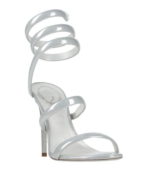Rene Caovilla White Patent Calfskin Lace-Up Sandals