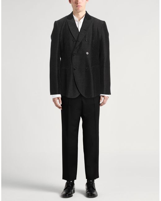 Emporio Armani Black Charcoal Blazer Virgin Wool, Mulberry Silk for men