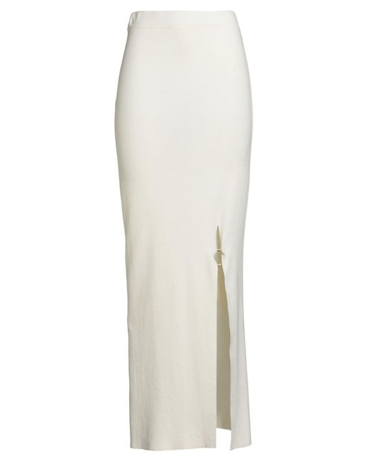 Akep White Cream Maxi Skirt Viscose, Polyamide, Elastic Fibres