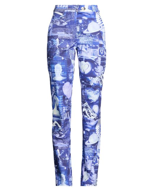 Moschino Blue Bright Pants Cotton, Elastane