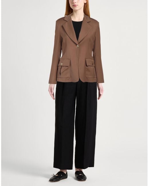 Cristinaeffe Brown Blazer Polyester, Viscose, Elastane