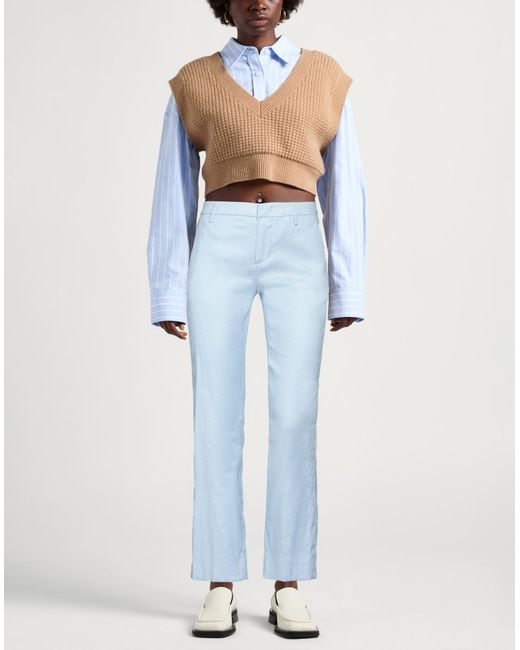 Dondup Blue Pants Linen, Viscose, Elastane