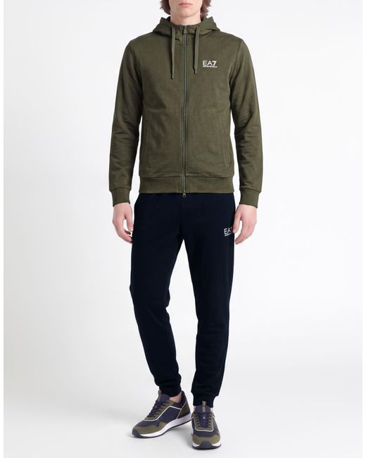EA7 Green Military Tracksuit Cotton, Elastane for men