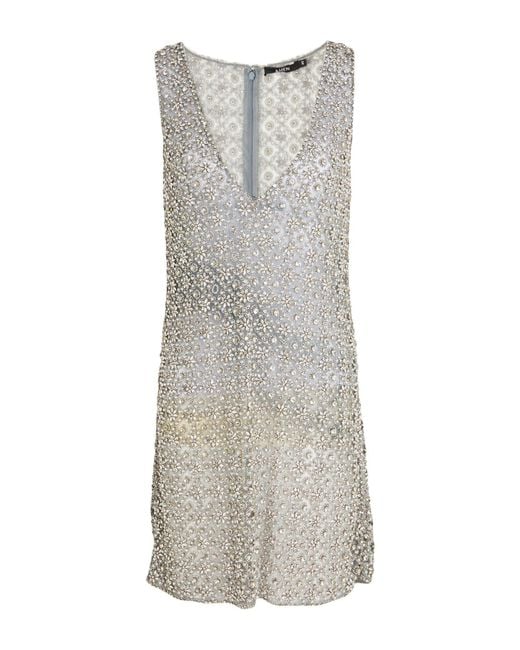 polyamide mini dress SIMONA CORSELLINI Women's short Black dress embroidered in lace with r