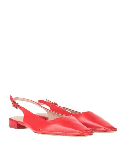 Tod's Red Ballet Flats Leather