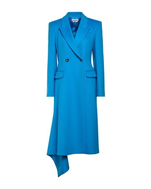McQueen Blue Azure Coat Wool