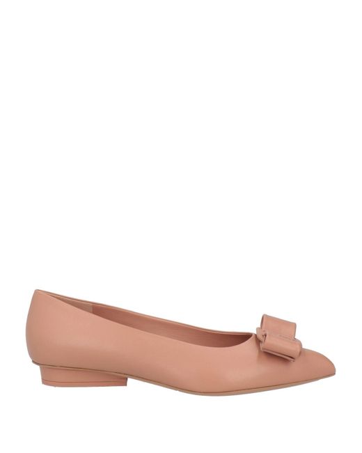 Ferragamo Pink Antique Rose Ballet Flats Lambskin