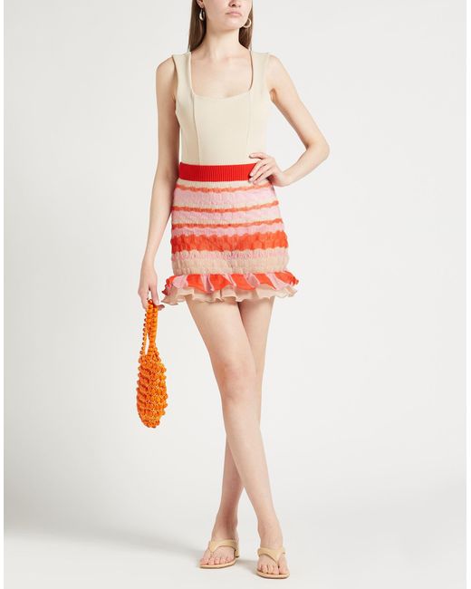 Nadia Wire Red Mini Skirt Polyester, Nylon