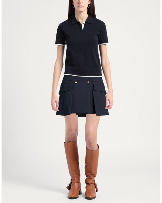 Seafarer Blue Midnight Mini Skirt Merino Wool, Viscose, Elastane, Silk