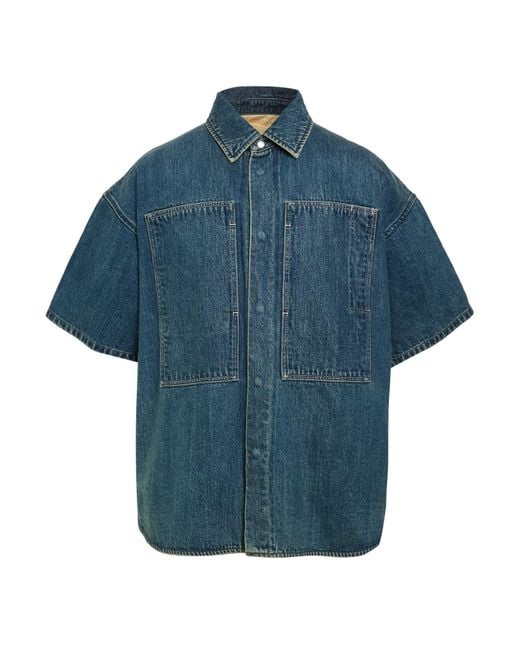 Jil Sander Blue Denim Shirt Cotton, Ovine Leather for men