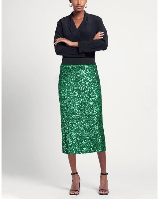 Shirtaporter Green Midi Skirt Polyester, Elastane