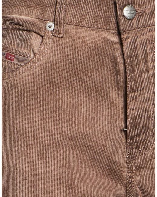 DIESEL Brown Camel Pants Cotton, Elastane