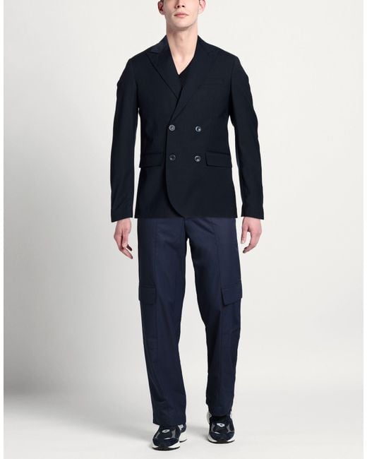 Exte Blue Blazer Polyester, Wool, Elastane for men