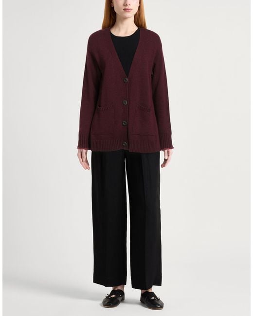Maliparmi Purple Burgundy Cardigan Wool, Viscose, Polyamide, Mohair Wool, Acrylic