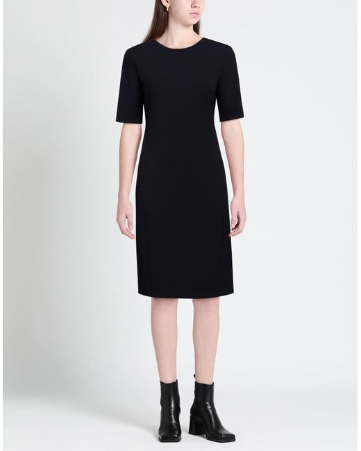 Peserico Black Easy Midi Dress Polyester, Viscose, Cotton, Elastane