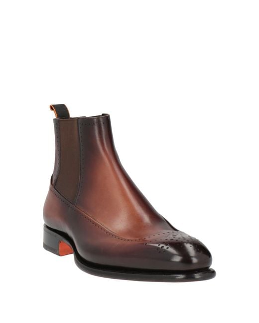 Santoni Brown Ankle Boots Leather for men