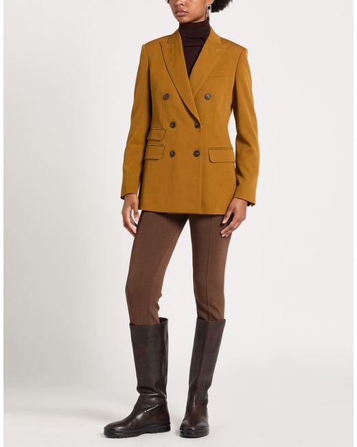 Max Mara Brown Mustard Blazer Virgin Wool, Elastane