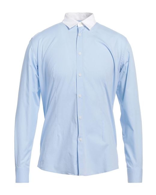 Daniele Alessandrini Blue Shirt Cotton, Elastane for men