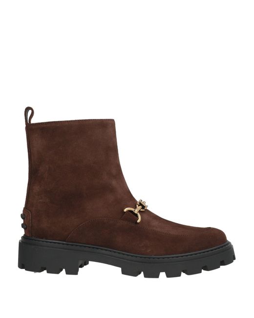 Tod's Brown Chocolate Ankle Boots Leather