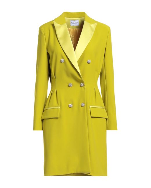 ATELIER LEGORA Yellow Lime Mini Dress Viscose, Polyamide, Polyester, Elastane