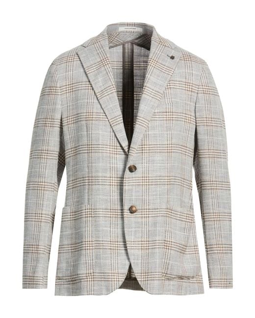 Tagliatore Gray Light Blazer Virgin Wool, Silk, Cotton, Polyamide, Elastane for men
