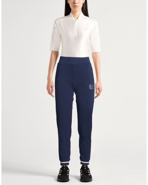 EA7 Blue Pants Cotton, Elastane, Polyester, Metal Fiber