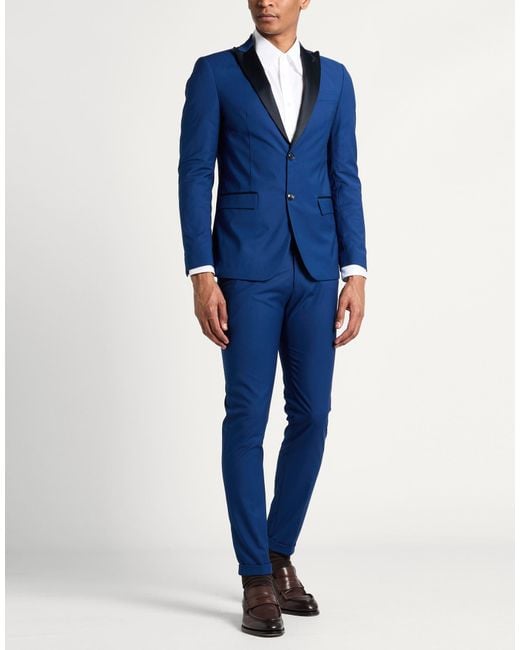 ANDREA DES HOMME Blue Suit Polyester, Viscose, Elastane for men