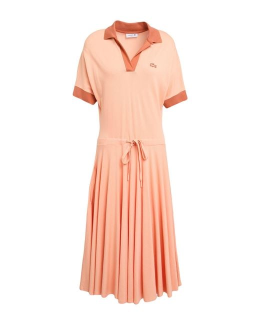 Lacoste Pink Midi Dress Lyocell, Cotton, Elastane
