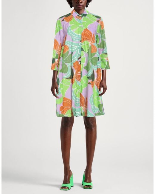 Robert Friedman White Floral Print Cotton Midi Shirtdress