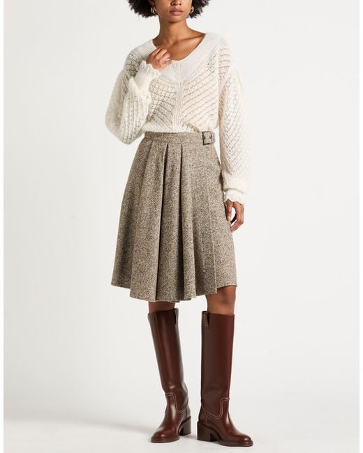 Brunello Cucinelli Brown Midi Skirt Virgin Wool, Silk, Polyamide, Ecobrass