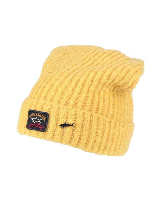 Paul & Shark Yellow Mustard Hat Virgin Wool, Polyamide for men