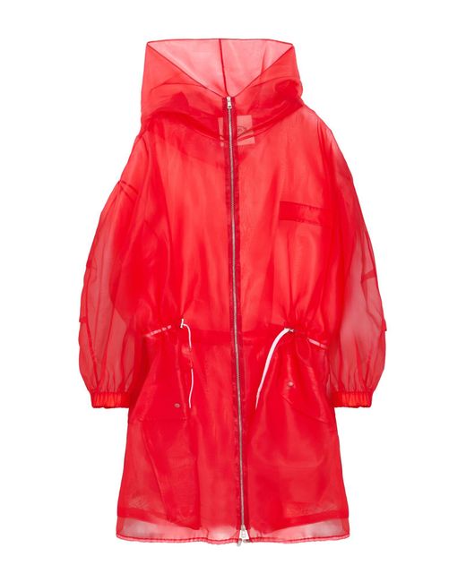 Tod's Red Overcoat & Trench Coat Polyester