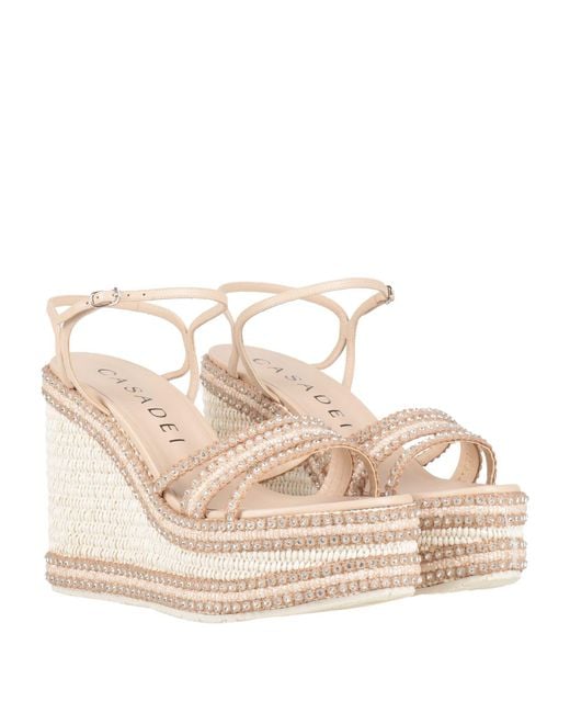 Casadei Natural Sandals Textile Fibers