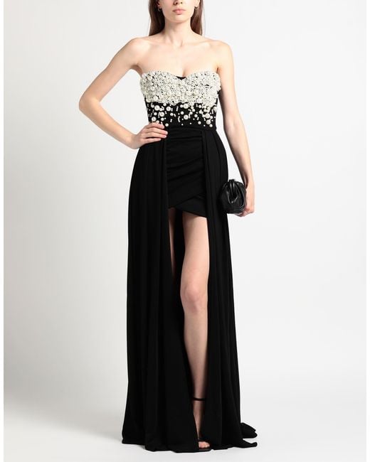 Elisabetta Franchi Black Carpet Maxi Dress Viscose, Elastane, Plastic, Polyamide