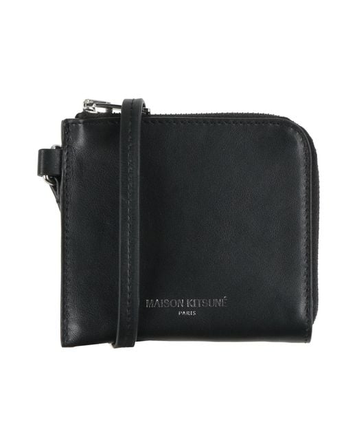Maison Kitsuné Black Crossbody Wallet Leather for men