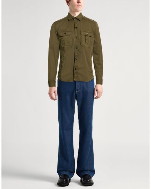 Boglioli Green Military Shirt Cotton, Elastane for men