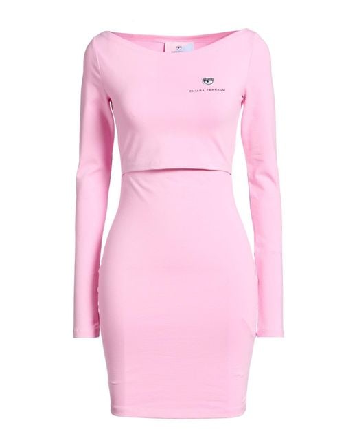 Chiara Ferragni Pink Mini Dress Cotton, Elastane