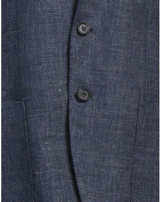 Luigi Borrelli Napoli Blue Blazer Linen, Virgin Wool for men